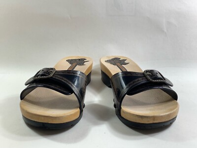 Grendha schwarze Holzoptik Kunststoff Clog Slider Sandalen UK 5 EU 38