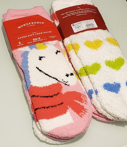 Kids XS/S (Shoe Size11-1) 4 Pair - 2 Packs of SOFT Unicorn Hearts Crew Socks NEW - Picture 5 of 6