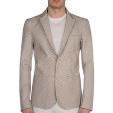 EMPORIO ARMANI Blazer Jacket Leather Laser Cut Light Grey Size 48 - RP 1815.00
