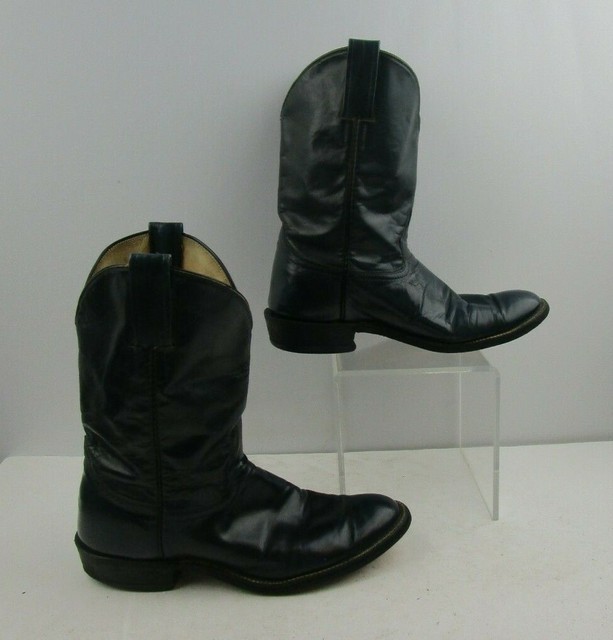 Men's Navy Blue Leather Roper Western Cowboy Boots Size 8.5 D eBay