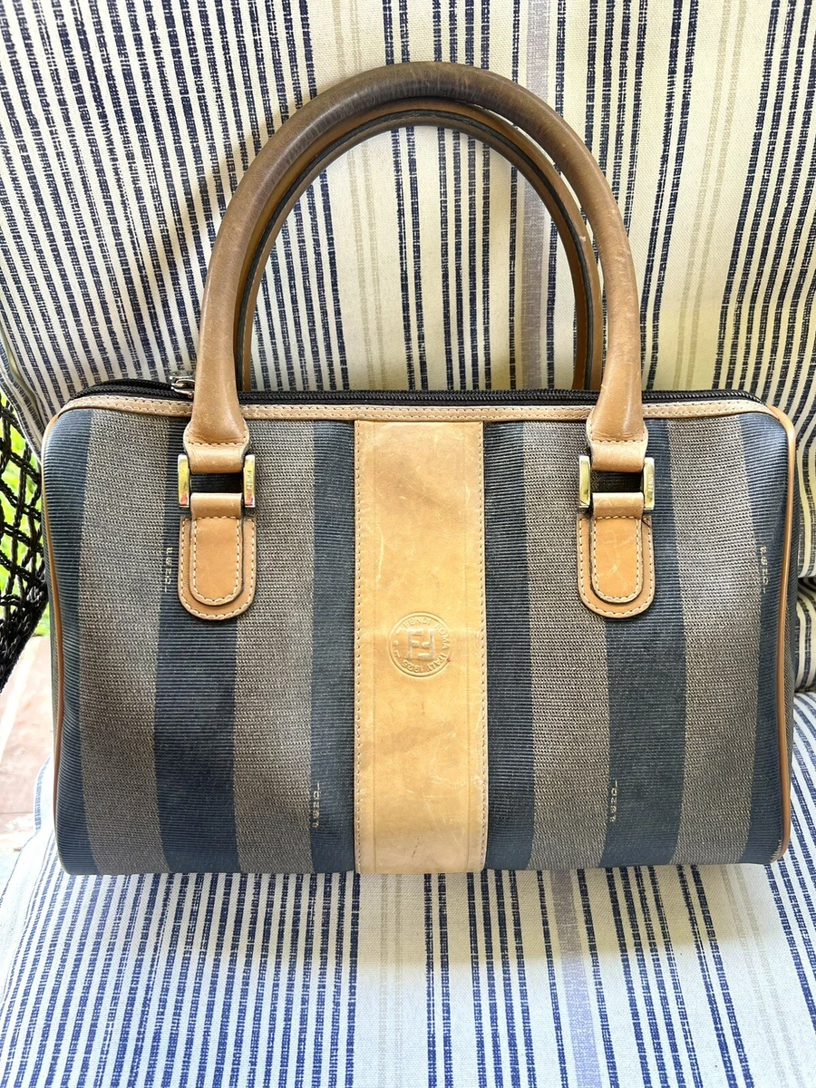 Vintage Fendi Tobacco Coated Canvas Boston Bag