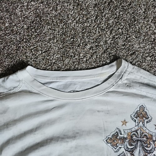 Affliction White Size 3XL Y2K AOP Short Sleeve Methcore/UFC Short Sleeve Shirt - Picture 8 of 11