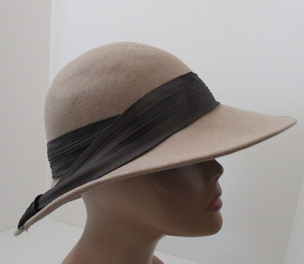 VTG Lancaster Women’s Brown 100% Wool Fedora Hat with Ribbon Accent Mid Century Womens Tan/brown Lancaster Wool Derby/fedora Hat  main image 3