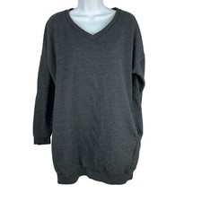 Zenana Outfitters S/M V-Neck Charcoal Gray Sweatshirt With Pockets