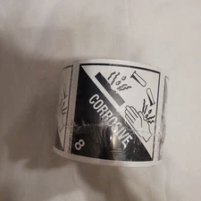 Lot of 500 U-Line D.O.T. Labels Corrosive 4" x 4" S-362 Shipping Transportation