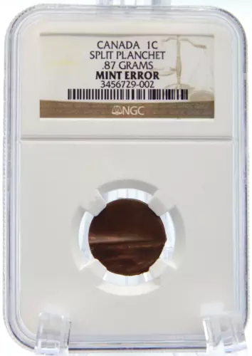 1980 REV. CANADA SPLIT PLANCHET .87 GRAMS 1C NGC Grade MINT ERROR -BF278