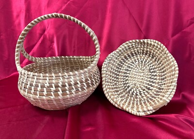Two Charleston Sweetgrass Gullah Handmade Baskets