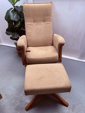 Ercol Gina Swivel Recliner Ash Frame & Oatmeal Upholstery Armchair & Footstool