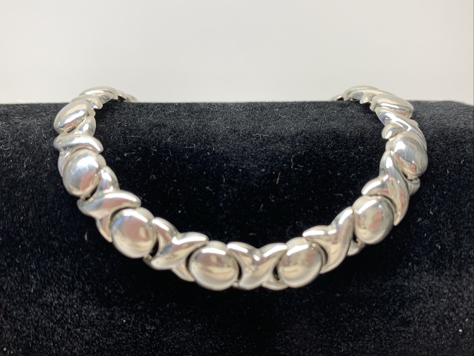 VINTAGE STERLING SILVER 925 FAS HEARTS & KISSES XOXO BRACELET 7.5" RETRO