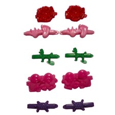 Vintage Plastic Barrettes Lot of 10 Girls Hair Clips Roses Animals 1960s 70s