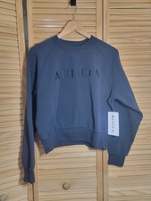 Athleta Women's Logo Fleece Crewneck NWT In Navy Blue Size XS