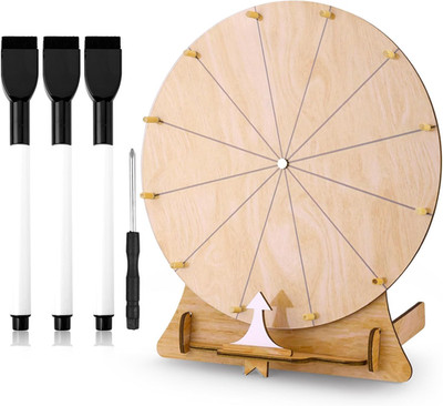 11.4 Inch Wood Wedding Game Spinning Wheel, Wooden Prize Wheel Spinner with Stan