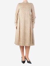 Ganni Beige polka dot midi dress - size