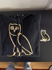 OVO OG Gold Owl Logo Black Hoodie Sweatshirt Embroidered Size Small