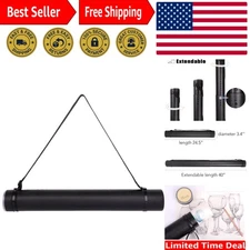 Adjustable Waterproof Poster Storage Tube 24"-40" Black for Artwork & Blueprints