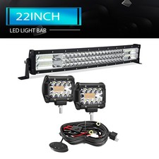 22 Inch 306W Triple Row LED Light Bar  2x 4 Inch Cube Pods for ATV UTV