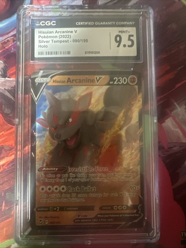 Arcanine V 90/195. CGC 9.5. Silver Tempest. ENG. Pokemon TCG.
