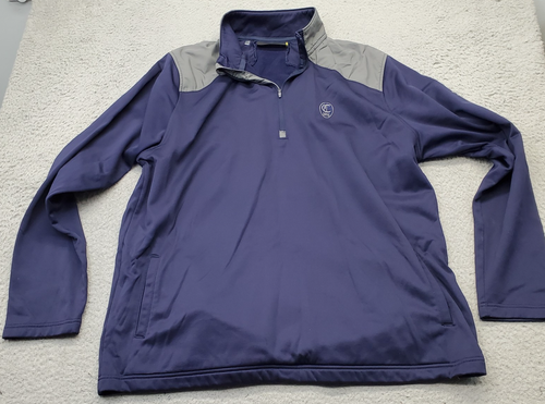 Under Armour 1/4 Zip Golfjacke Herren XL blau Fleece gefüttert Performance Loose Fit - Bild 1 von 8