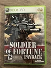 Soldier of Fortune: Payback (Microsoft Xbox 360, 2007) NO MANUAL