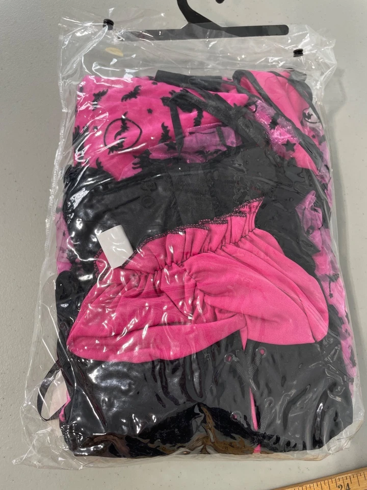 Leg Avenue 2 PC Witch Costume Size Small Pink Black Velvet Flocked Peasant NEW - Image 4 of 4