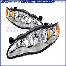 Pair Headlights For 2000-2005 Chevrolet Monte Carlo 3.4l 3.8l Chrome Amber
