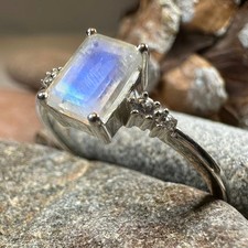 Moonstone Ring Engagement Promise Cocktail Ladies Sterling Silver Ring 925