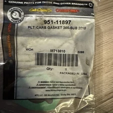 Genuine MTD 951-11897 Subs to 751P11897B Carburetor Gasket Pl