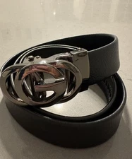 Leather Mens Ratchet Belt Adjustable Automatic Release Buckle.   8350