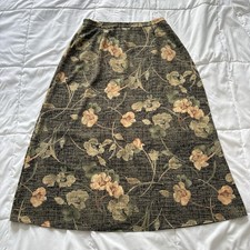 Vintage 90s Y2K Maxi Skirt Womens Large Green Floral Feminine Boho Hippie Fairy