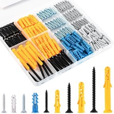 KURUI 270Pcs Wall #6*1", #7*1", #6*1-1/5", #8*1-3/5", #8*2-2/5", Silver Black