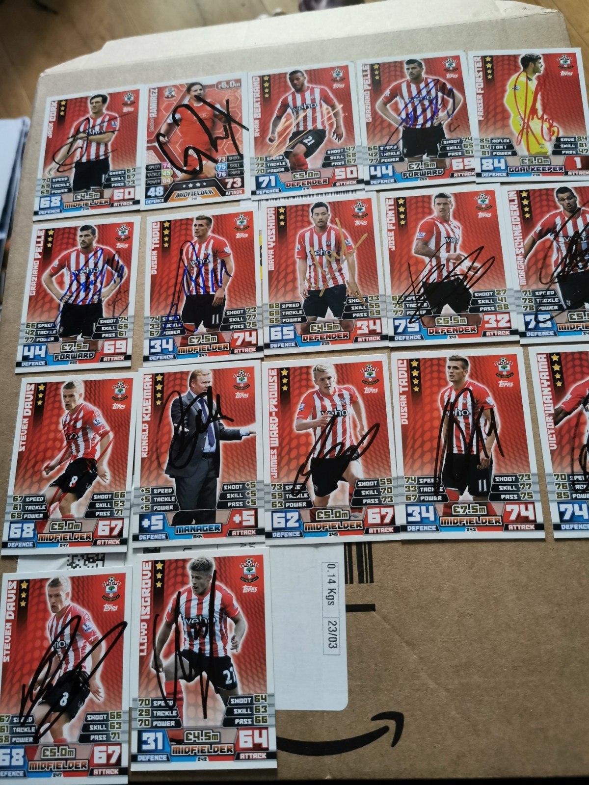 17 Signed Southampton Match Attax Cards 2014/15 Koeman Ward-prowse FORSTER.  for sale on Ebay