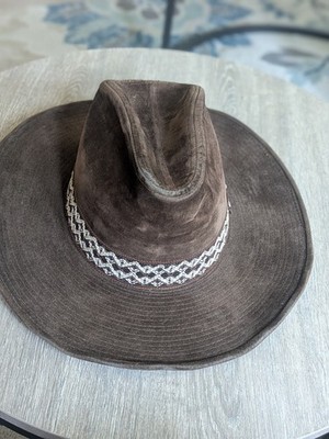 OLD VINTAGE WESTERN COWBOY HAT Embroidered Band BAND SIZE 7 1/8 YA Korea 