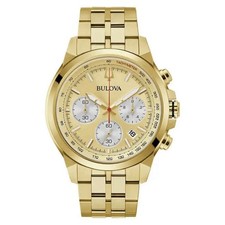NEW Bulova Men's Chronograph Classic Gold Stainless Quartz 45mm Watch  97B217