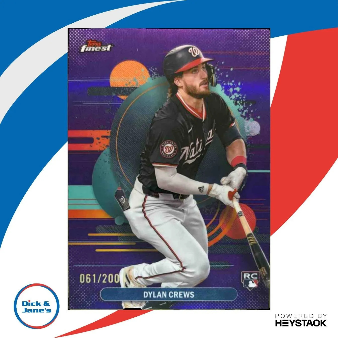 2025 Topps Finest Dylan Crews Purple /200 #125 RC Washington Nationals