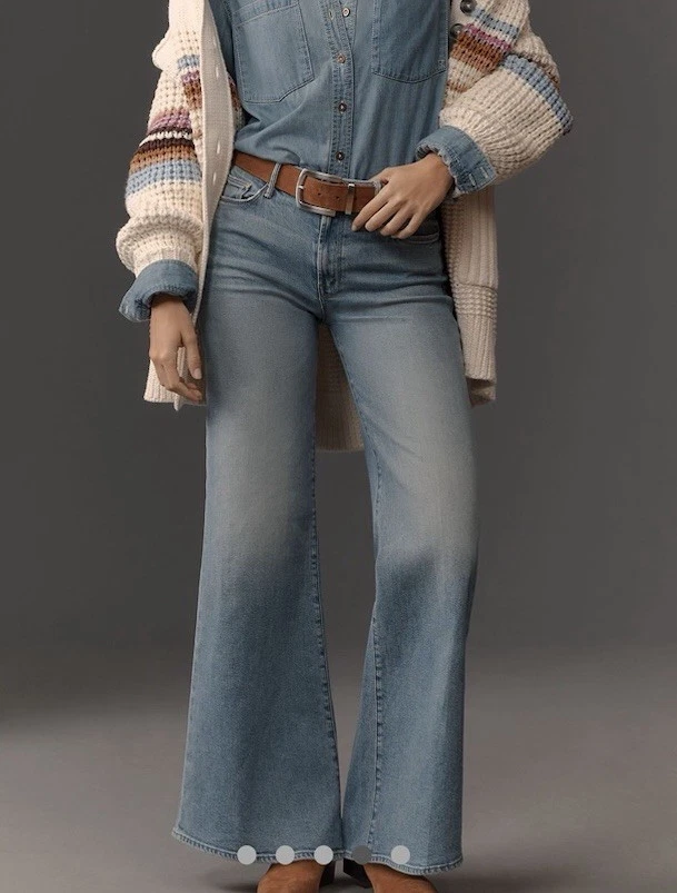 Pantalones de mezclilla Anthropologie MOTHER The Twister Skimp tiro alto pierna ancha nuevos sin etiquetas talla 29 Foto 3 de 4