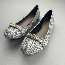 Cole Haan Women's Tova Bow Ballet Cream and Black Snack Print Scale Size 7B