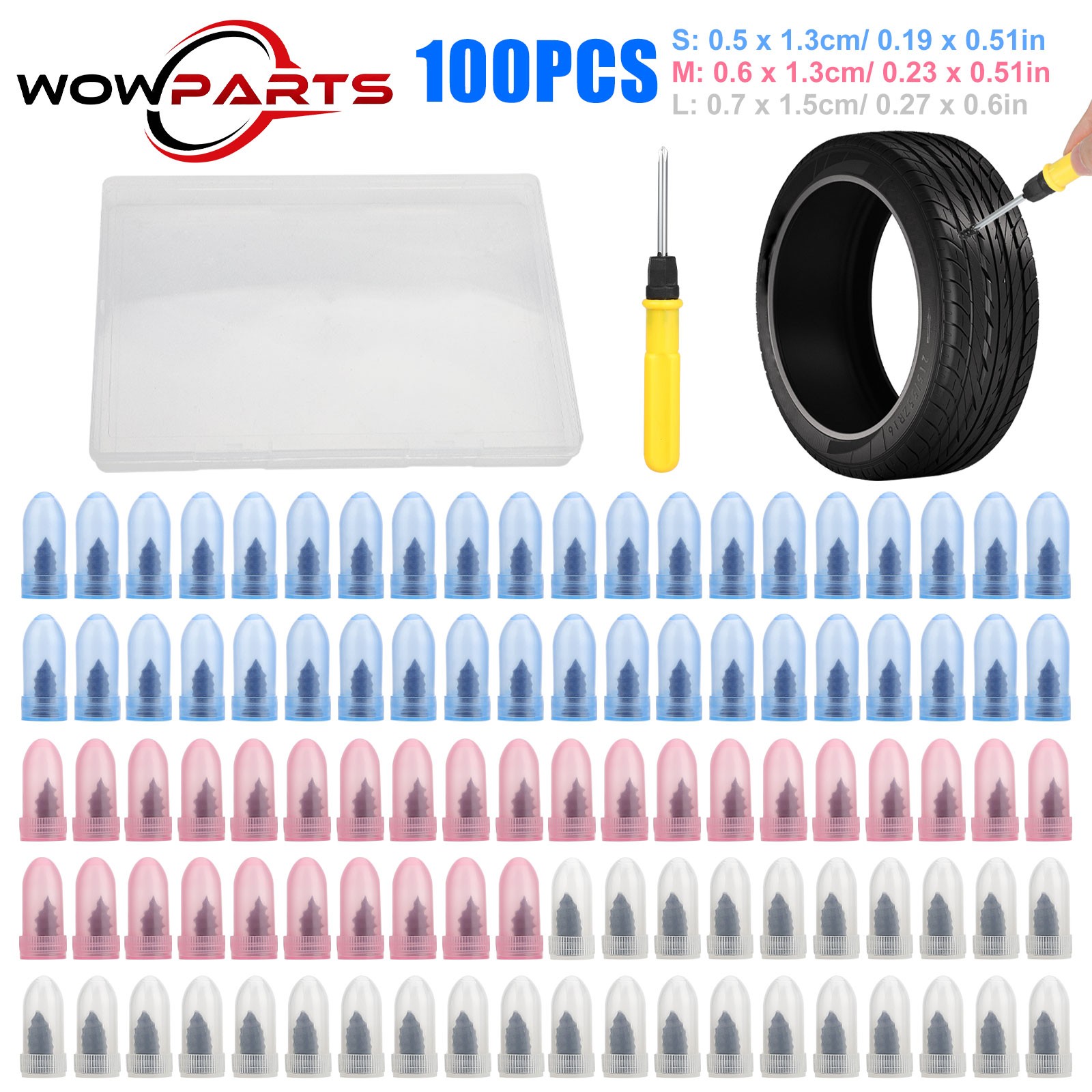 100Pcs Tire Repair Rubber Nails Tyre Puncture Repair Screws Kit with Screwdriver