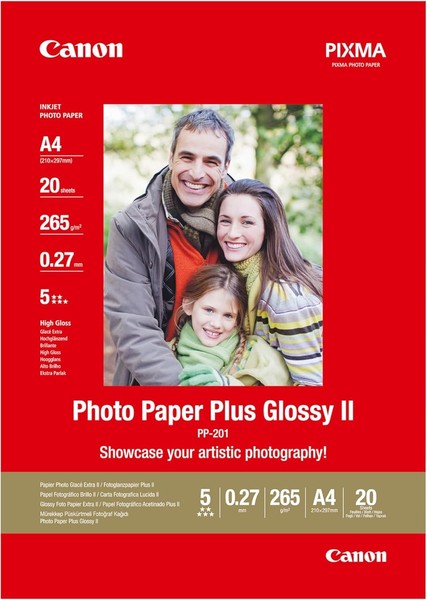 Canon Fotopapier PP-201 GläNzend - Din A4 20 Blatt Tintenstrahldrucker 265 G/Qm-image