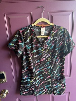 Dickies EDS Women's V-Neck Scrub Top in Blooming Wild Small W137