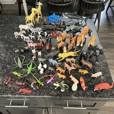 HUGE LOT of Plastic PVC Animal Figures 55 Farm Barn Jungle Zoo Large Small