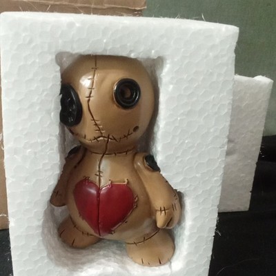 Voodoo Doll Figurine Incense Burner Holder Metal Cup Tan Red Heart