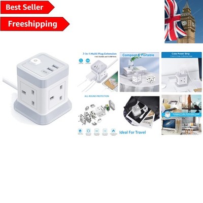 7-in-1 USB Power Cube mit 4 Steckdosen & 3 USB Ports - kompaktes & stilvolles Design