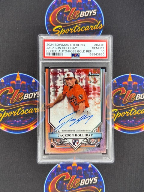 Jackson Holliday 2024 Bowman Sterling Rose Gold Refractor Rookie Auto /15 PSA 10