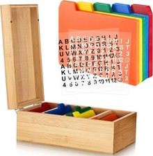 3 x 5 Inch Index Card Holder Set, Bamboo Organizer Box with 50 Dividers 2