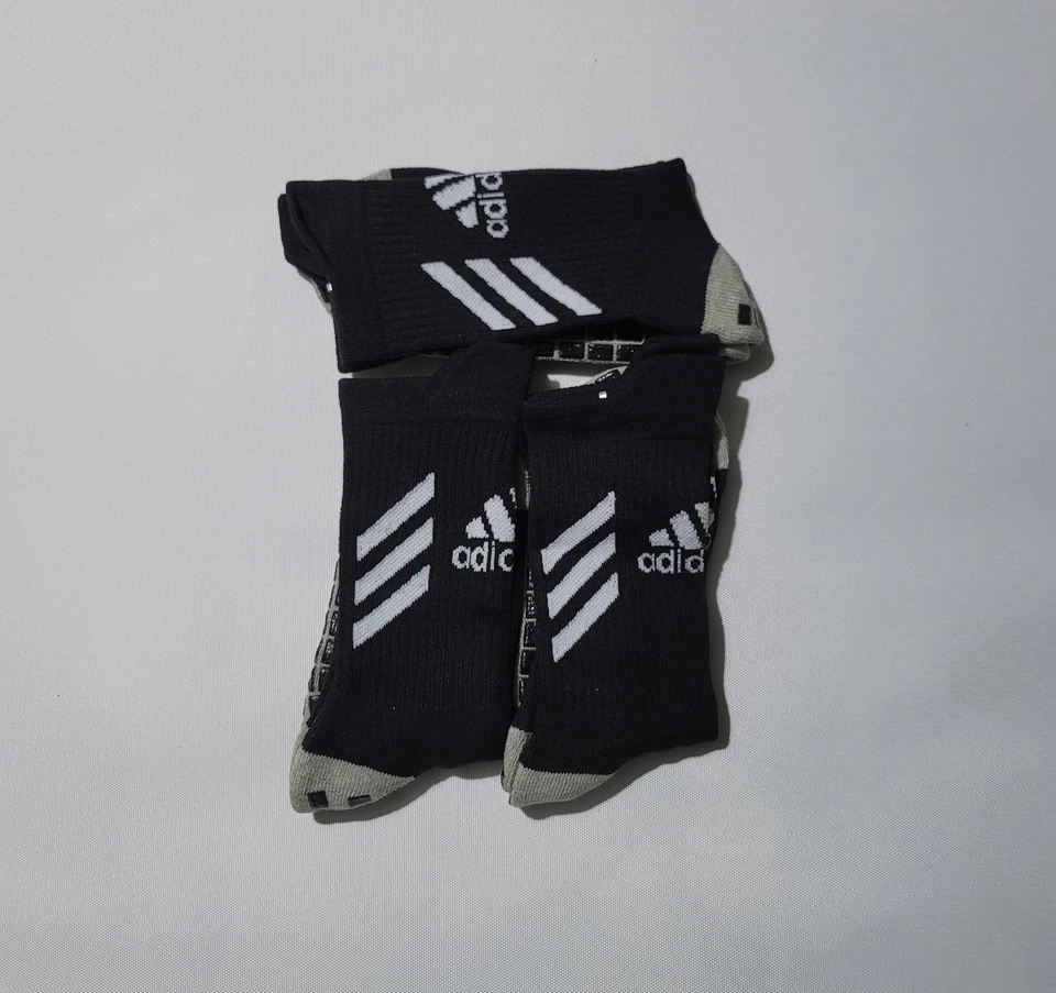 3 Pairs NEW Black Adidas Adults Grip Socks Front Logo Mens/Womens Shoe Size 6-10 - Image 2 of 4