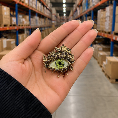 Vintage Style Halloween Flower Eye Brooch Pin Gold Evil Eye Flower Jewelry Gift