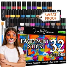 Face Paint Kit Bulk 32 Professional Face Painting Kit for Party, Metallic, Ne...