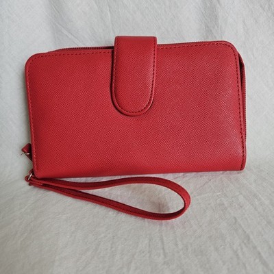 Mundi Red My Big Fat Wallet Clutch Amiee Organizer Cross Grain Texture 7''x4.5''