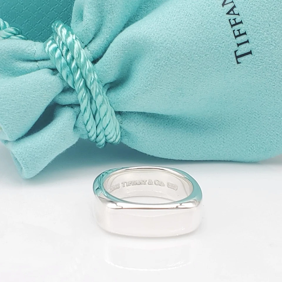 Tiffany&Co Sterling Silver Square Band Ring Sz 7 - Image 2 of 4