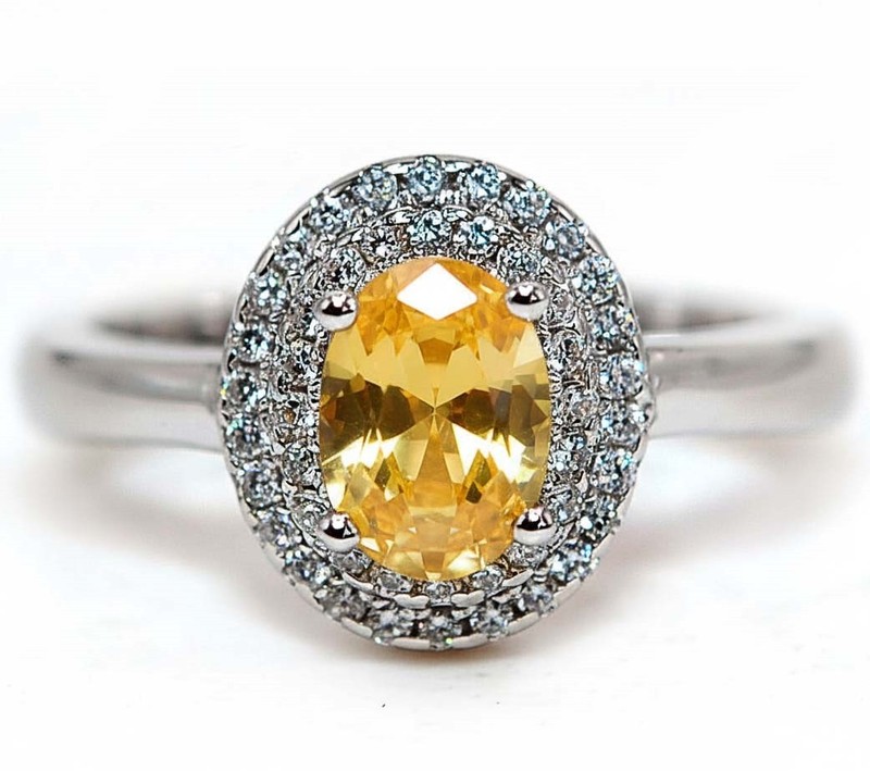 1CT Heat Treated Yellow Topaz 925 Solid Sterling Silver Ring Sz 9 NF1-8
